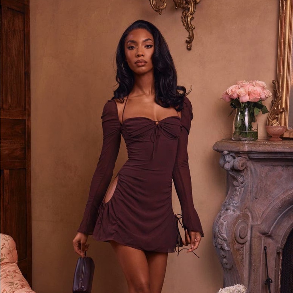 House of CB Baby Halter Long Sleeve Minidress